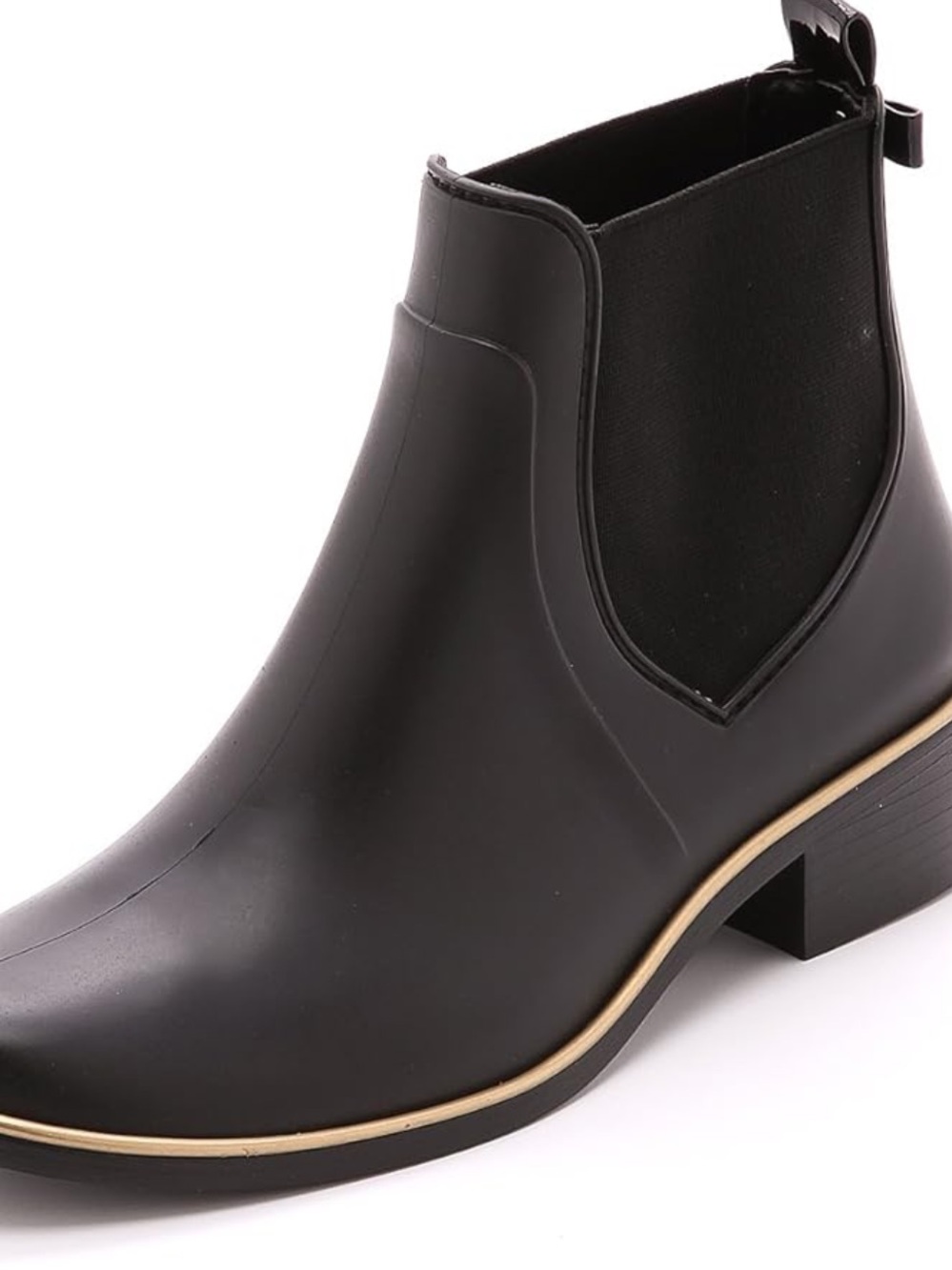 kate spade Black Chelsea Rain Ankle Boot with Gold Trim